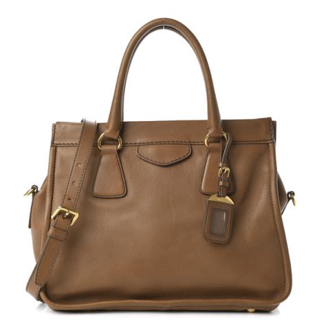 PRADA City Calf Tote Caramel 673834 